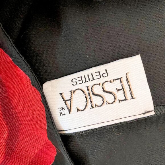 Jessica - Red Rose Print Black Mini Dress - Picture 9 of 9